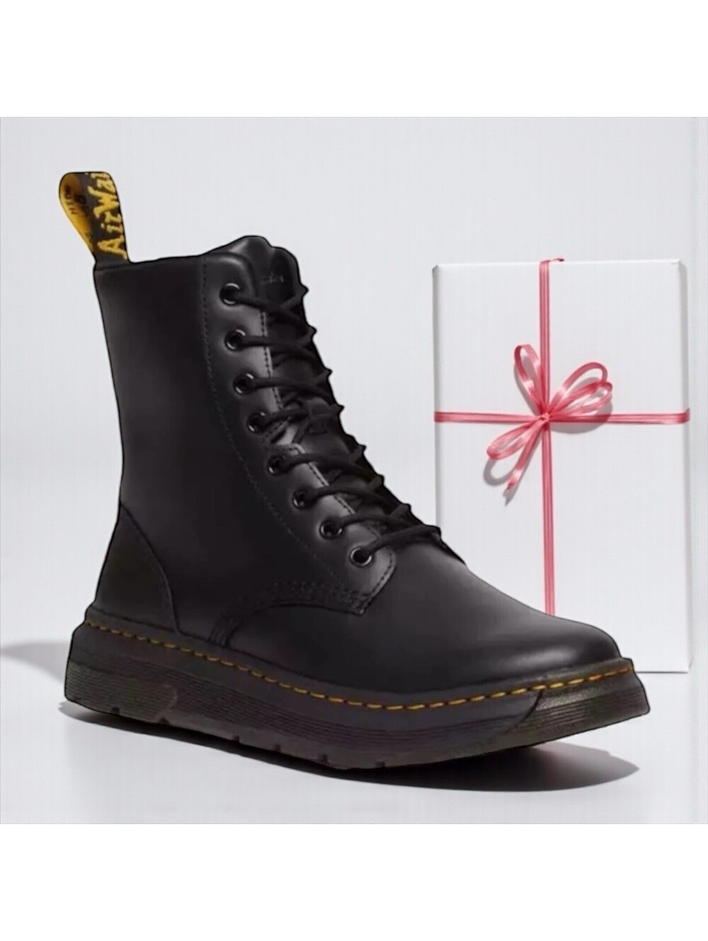 Dr. Martens Crewson Black Leather Lace-up Boots Mens Size 8 US